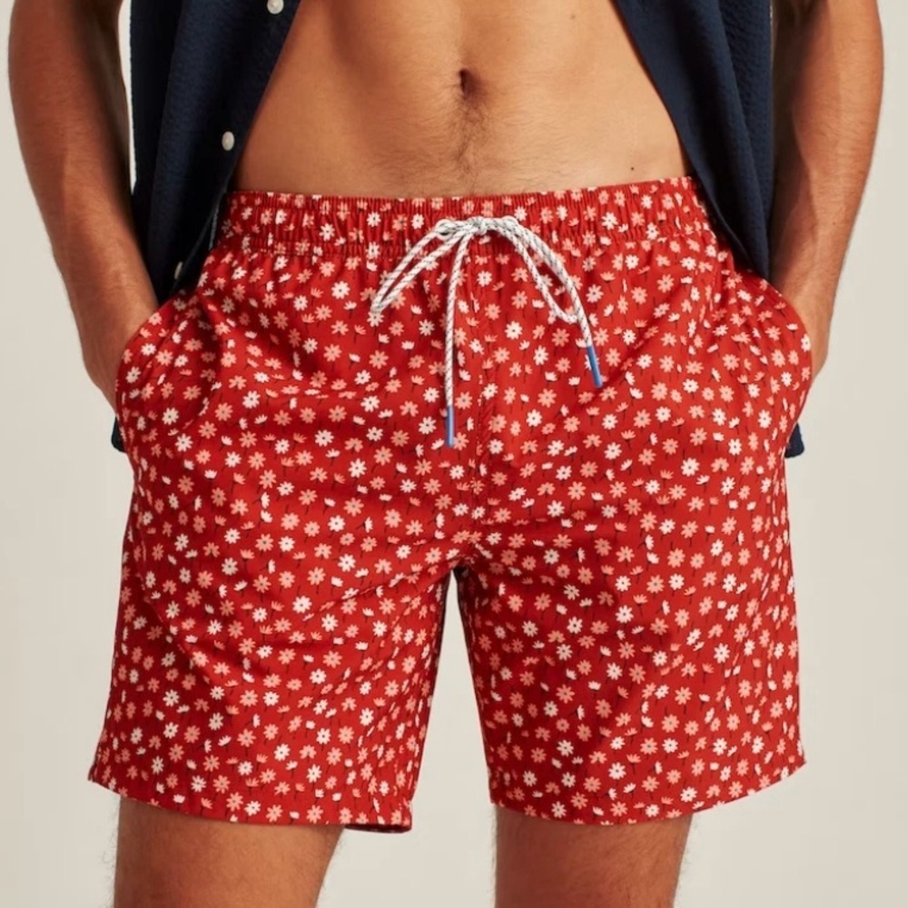 Bonobos Mens Riviera Recycled Swim Trunks Shorts Sz Large Rye Floral Print Lined